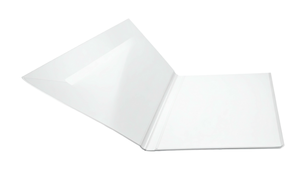 Angled open clear document holder with a slightly transparent sheen