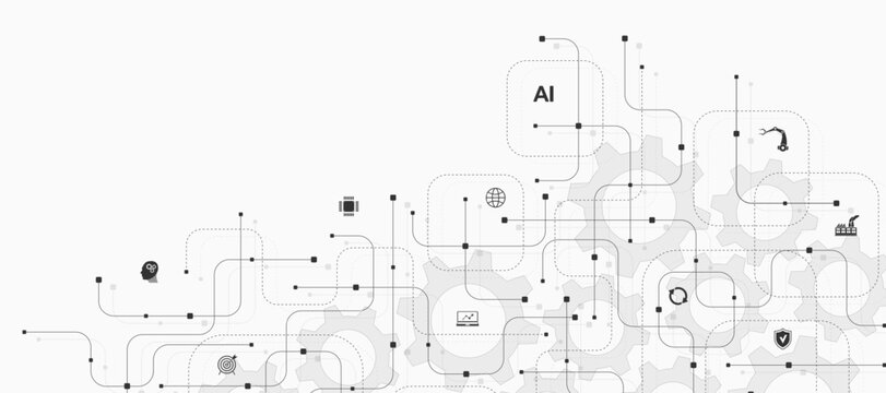 Motherboard technology circuit board background texture design. Creative idea AI banner concept for internet technology. Digital motherboard concept for poster, cover, banner, header, web template