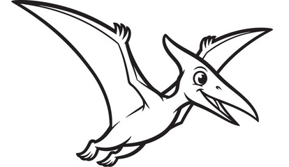Cartoon pterodactyl flying a cute vector illustration for childrens books isolated on white background