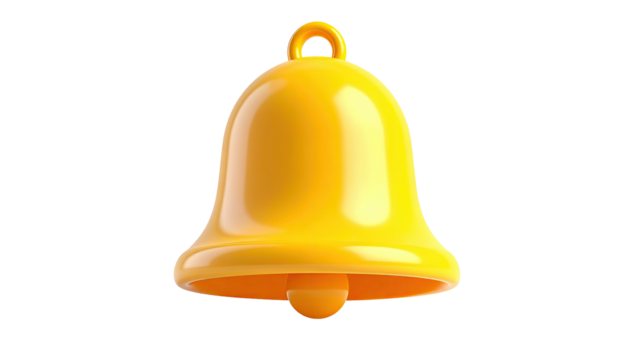 Glossy, yellow bell graphic against a black backdrop, with a simple, clean design
