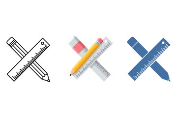 Vector art of pencil and ruler icon set a collection of stationery icons in different styles vector illustration of drawing tools for education and design