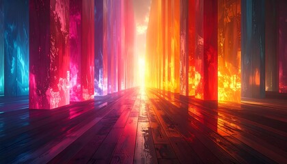 Vibrant, glowing columns