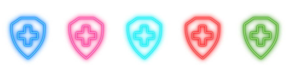 Obraz premium Health shield cross icon isolated, Medical protection symbol, Healthcare safety sign, Immune system emblem, or Disease defense logo vector illustration