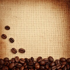 Coffee beans on textured background