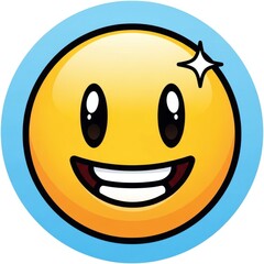 Bright and cheerful emoji face with a shining star illustration