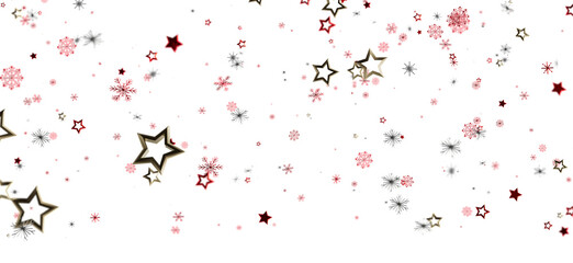 Magical holiday backdrop with red, gold stars, snowflakes. Perfect for Christmas, New Year designs.