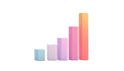 A colorful 3D bar graph ascending to the right on a black background