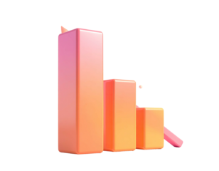 3D gradient graph showing decreasing values, with a dark background