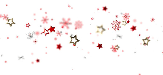 Festive winter background with red and gold stars and snowflakes. Perfect for Christmas, New Year, and winter holidays.