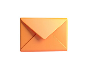 A stylized, golden-orange, 3D rendered envelope against a black background