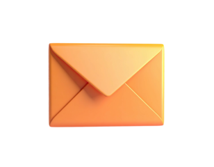 A stylized, golden-orange, 3D rendered envelope against a black background