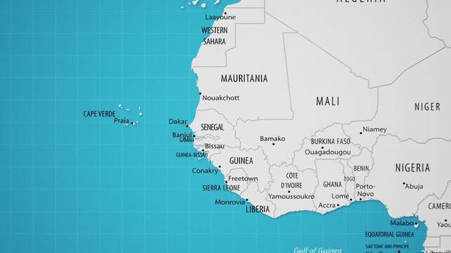 Senegal on the World Map with Animated National Flag