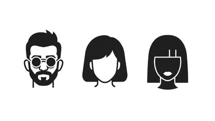 Male and Female Face Silhouettes – Man and Woman Avatar Profile Vector Icons AI EPS PNG JPEG
