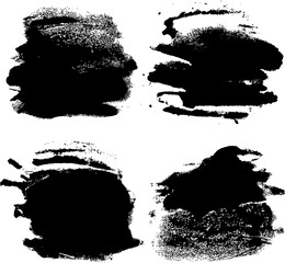 Set of hand drawn paint, ink brush strokes, brushes, lines. Dirty artistic design elements, boxes, frames for the text. Abstract black and white background.