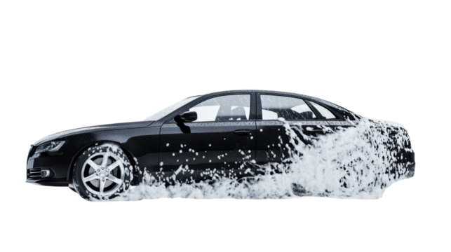 Foam on Car with Transparent Background