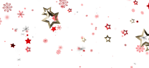 Festive winter background with red stars, gold stars, and snowflakes. Perfect for Christmas, New Year, and winter holidays.