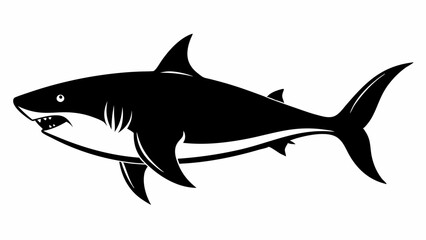 Obraz premium Vector illustration of a black and white illustration of a shark with its mouth open, isolated on a