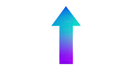 A gradient blue arrow pointing upwards against a black backdrop