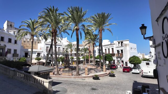 Vejer de la Frontera, Cadiz, Conil, Plaza de Espa&ntilde;a, Fountain, Andalusia, Spain