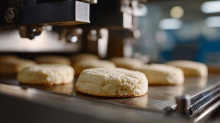 Industrial oven serenades golden cookies, evoking Hygge vibes with warm, buttery symphony; perfect for National Baking Day