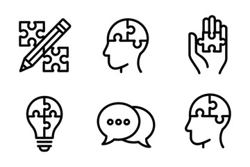 Creativity and ideas icons – puzzle, innovation, learning, communication