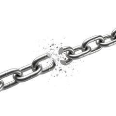 detailed silver chain mid break isolated on white