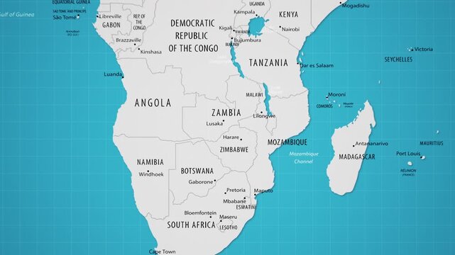 Zimbabwe on the World Map with Animated National Flag