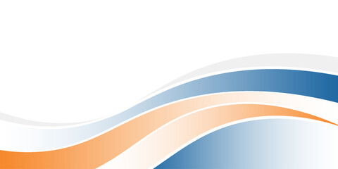 Blue and orange geometric business banner design. Creative banner design with wave shapes and lines for template. Simple design on white horizontal banner.