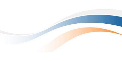 Blue and orange geometric business banner design. Creative banner design with wave shapes and lines for template. Simple design on white horizontal banner.