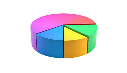A vibrant 3D pie chart depicting data segments in diverse, eye-catching colors