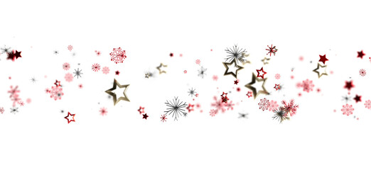 Beautiful Christmas background with falling stars and snowflakes on a white backdrop. Perfect for holiday designs, greetings, and winter celebra
