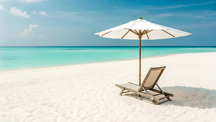 Fototapeta premium lounge chairs on the beach
