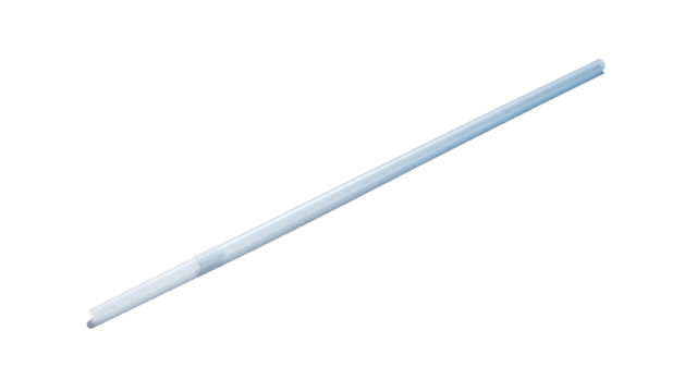A slender, straight, translucent plastic tube against a stark black background