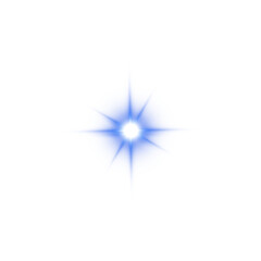 Shiny Blue Star Light Flare. Blue Glow Sparkle Effect for Magic Design Elements