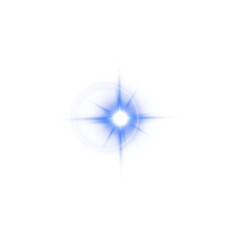 Shiny Blue Star Light Flare. Blue Glow Sparkle Effect for Magic Design Elements