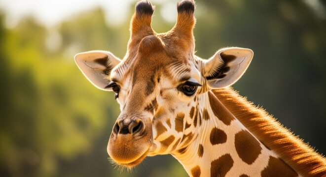 Elegant giraffe portrait in the radiant glow of the morning light