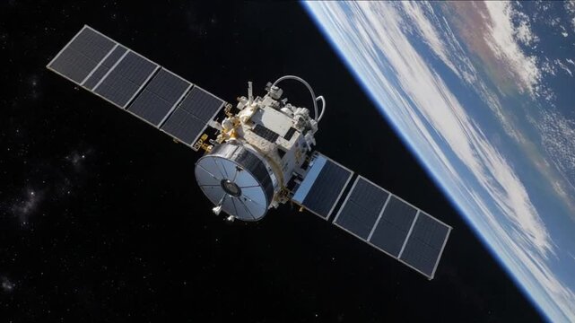 Satellite in Orbit Symbolizing Global Communication and Technology