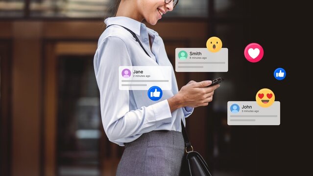 Businesswoman texting on her phone - Powered by Adobe