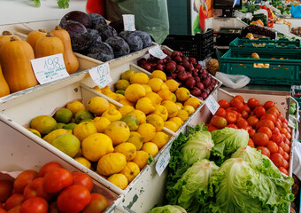 Vegetables on Mercado dos Lavradores Farmers Market in Funchal city, Madeira Island, Portugal
