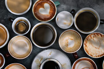 Aerial view of various coffee