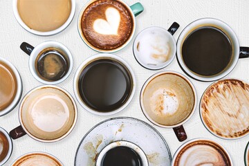 Aerial view of various coffee