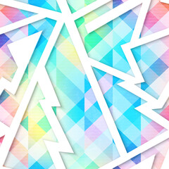 Isometric colored geometric seamless pattern
