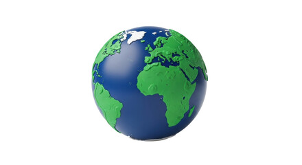 Isolated world globe showing continents and oceans with realistic detail on a spherical model