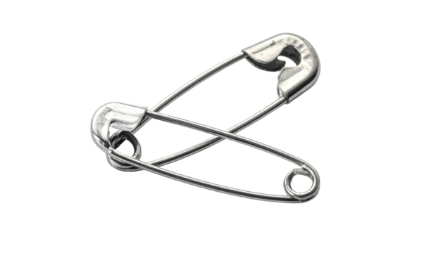 Two silver clasps crossed over each other, isolated on a black background