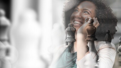 Happy businesswoman talking on the phone