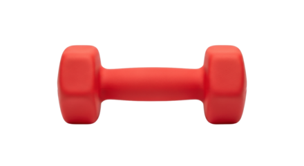 Isolated red dumbbell for sports and fitness, perfect for gym or at home workout exercises