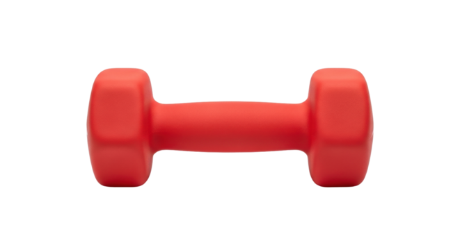 Isolated red dumbbell for sports and fitness, perfect for gym or at home workout exercises
