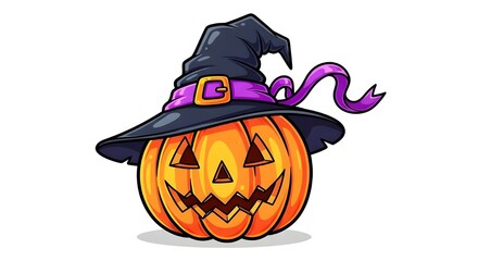 Halloween pumpkin with witch hat Spooky Pumpkin Witch Haunted Jack-o’-Lantern