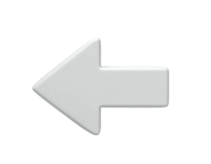 A white 3D arrow points left against a black background with a slight bevel