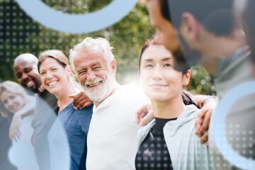 Happy diverse people together in the park